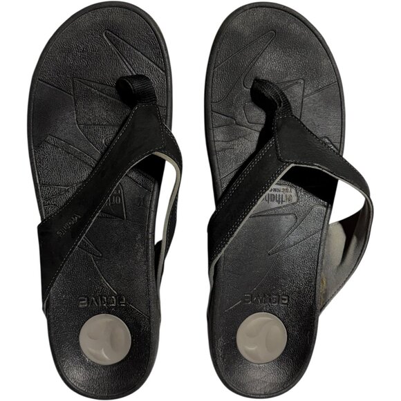 Vionic Bryce Men\'s Orthotic Flip Flops Black Size 12 Vibram Sole Sandals